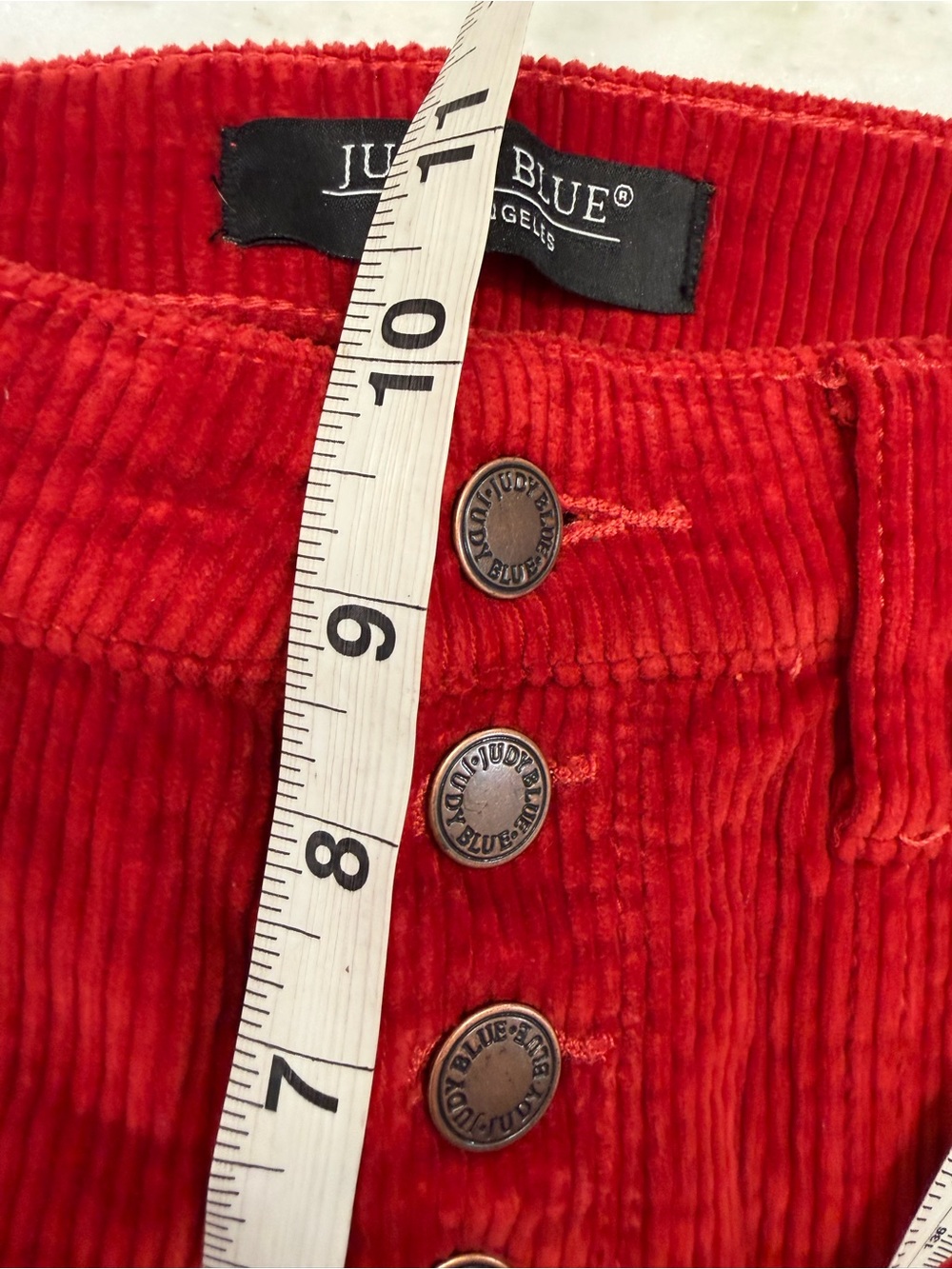 Judy Blue High Rise Button Fly Ankle Straight Corduroy Pants Rust Red Size 5/27 - Picture 12 of 14
